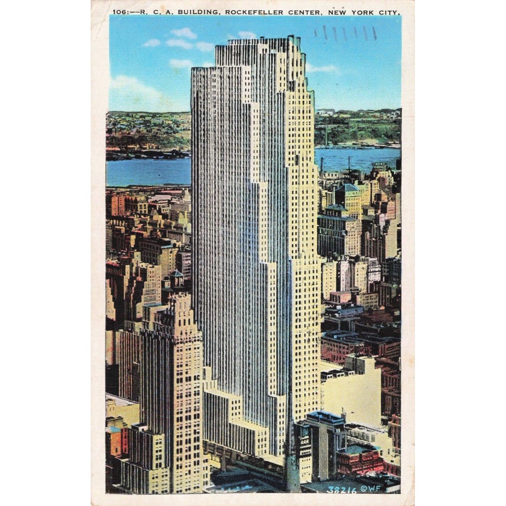 Vintage 1936 RCA Building Rockefeller Center NYC Linen Postcard 30 Rock